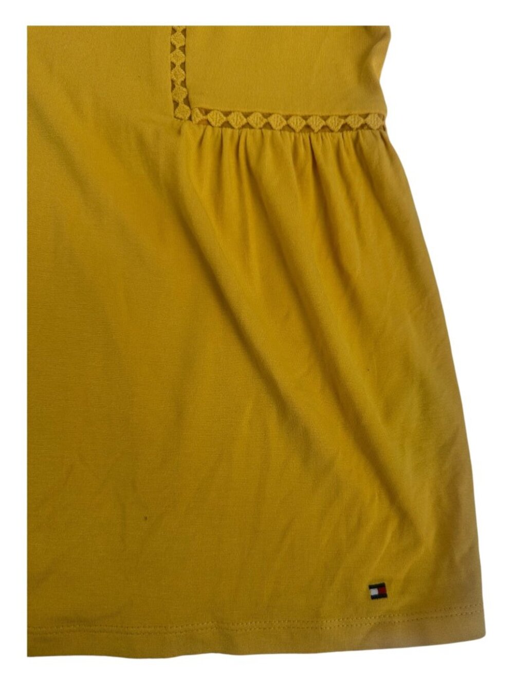Tommy Hilfiger Blouse Large Mustard Yellow Peplum Crochet Lace Knit Boho NWOT - Picture 5 of 8